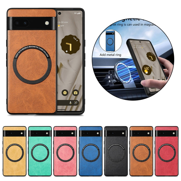For Google Pixel 7A Solid Color Leather Skin Back Cover Phone Case(Yellow)