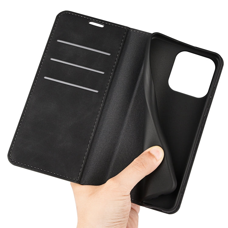 For iPhone 15 Pro Max Retro-skin  Magnetic Suction Leather Phone Case(Black)