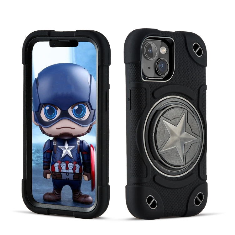 For iPhone 14  Shield PC Hybrid Silicone Phone Case(Black)