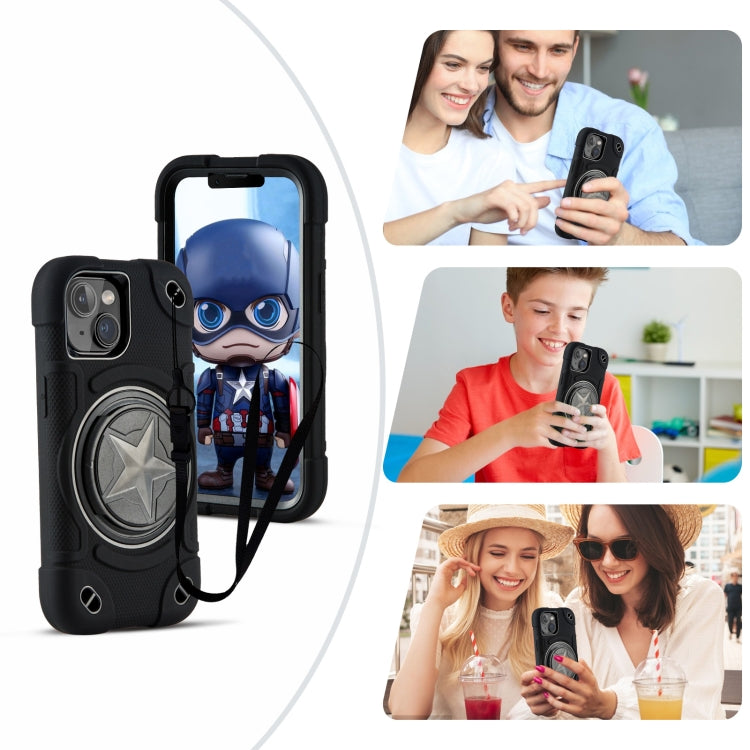 For iPhone 14  Shield PC Hybrid Silicone Phone Case(Black)
