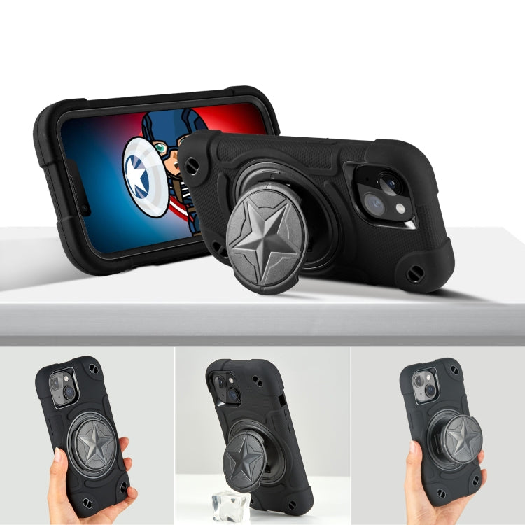 For iPhone 14  Shield PC Hybrid Silicone Phone Case(Black)