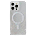 For iPhone 15 Pro Max Glitter MagSafe Hybrid Clear TPU Phone Case(White)