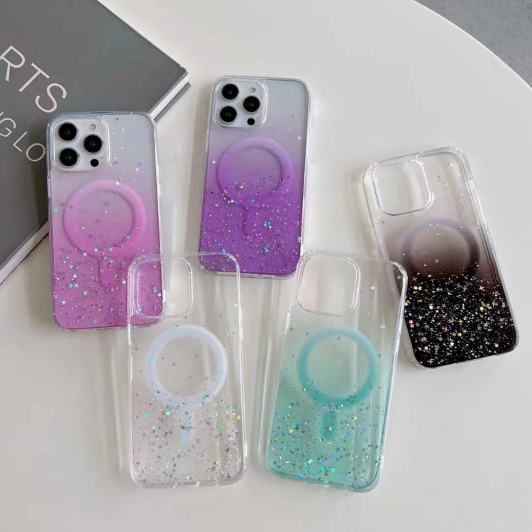 For iPhone 15 Pro Max Glitter MagSafe Hybrid Clear TPU Phone Case(White)