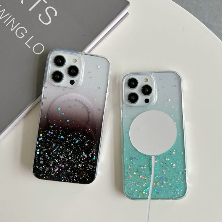 For iPhone 15 Pro Max Glitter MagSafe Hybrid Clear TPU Phone Case(White)