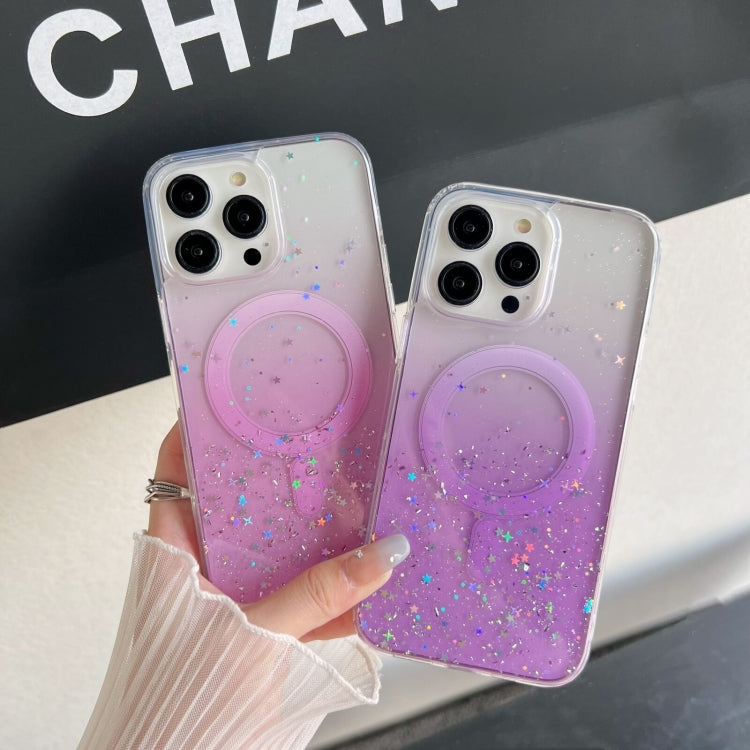 For iPhone 15 Pro Max Glitter MagSafe Hybrid Clear TPU Phone Case(White)