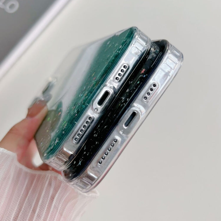 For iPhone 15 Pro Max Glitter MagSafe Hybrid Clear TPU Phone Case(White)