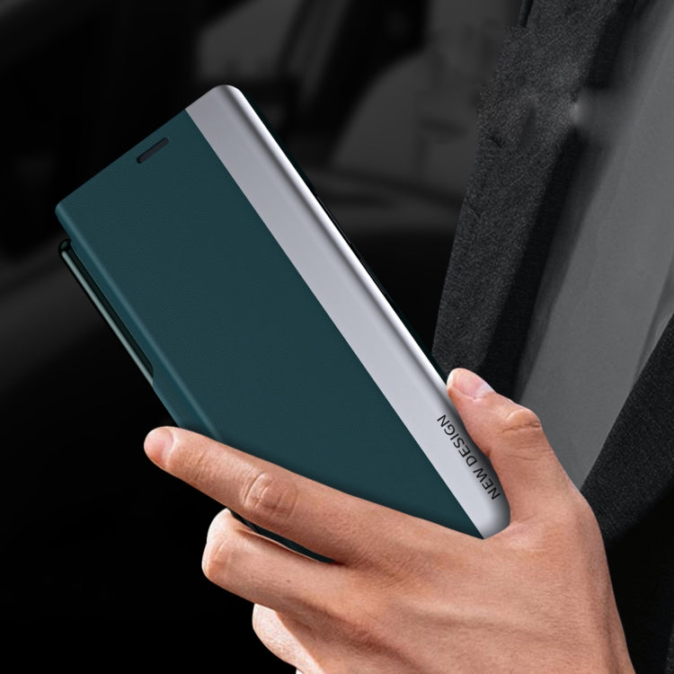 For  Samsung Galaxy Z Fold 5   5G Side Electroplating Adsorption Ultra-thin Leather Phone Case with Pen(Blue)