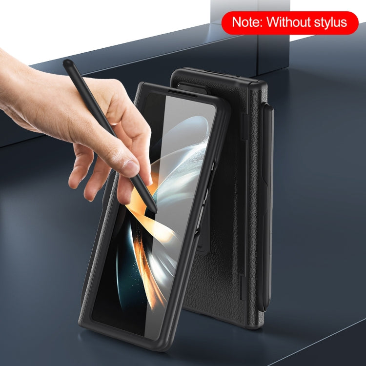 For  Samsung Galaxy Z Fold5 5G Integrated Folding Hinge Leather Phone Case, No Pen(Black)
