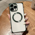 For iPhone 11 Pro Max Square Magsafe Electroplating TPU Phone Case(Green)