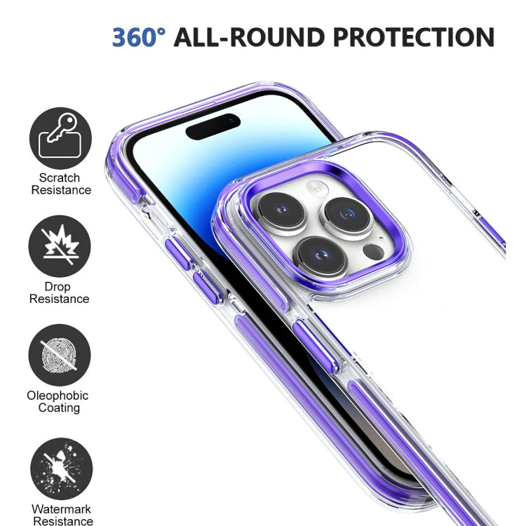 For  iPhone 15 Two-color TPU Transparent PC Shockproof Phone Case(White)