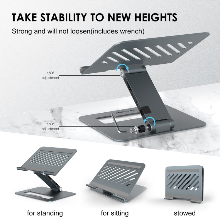 Wavlink UMD07 Adjustable Aluminum Ergonomic Portable Laptop Stand Type-C Docking Station