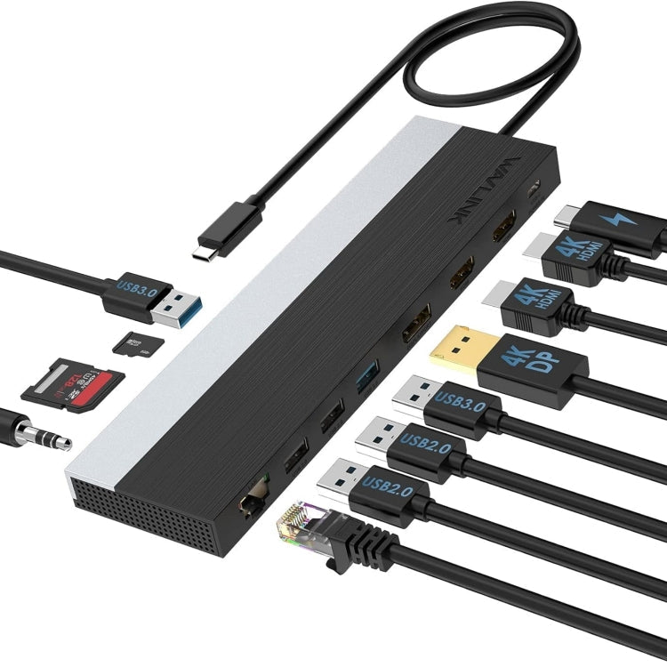 Wavlink UMD08 DisplayPort 12 in 1 Type-C Triple Display Docking Station, UMD08