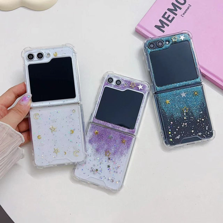 For Samsung Galaxy Z Flip5 Glitter Meteor  Shockproof Epoxy TPU Phone Case(Transparent)