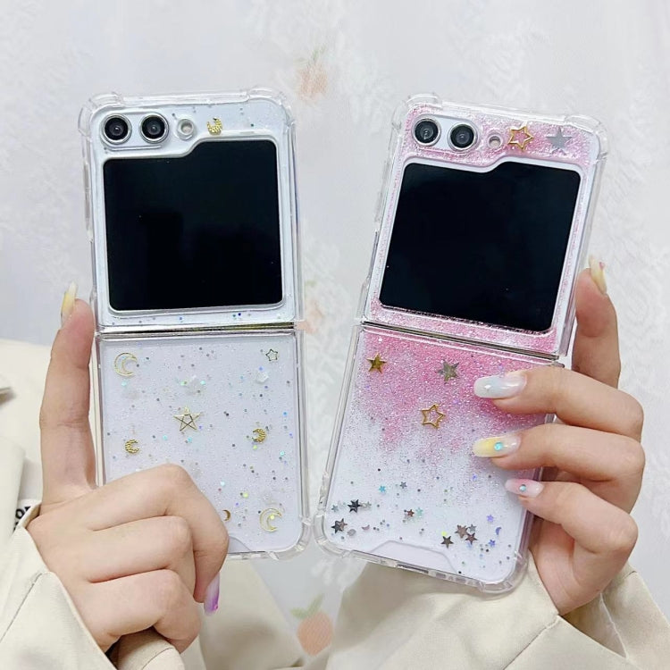 For Samsung Galaxy Z Flip5 Glitter Meteor  Shockproof Epoxy TPU Phone Case(Transparent)