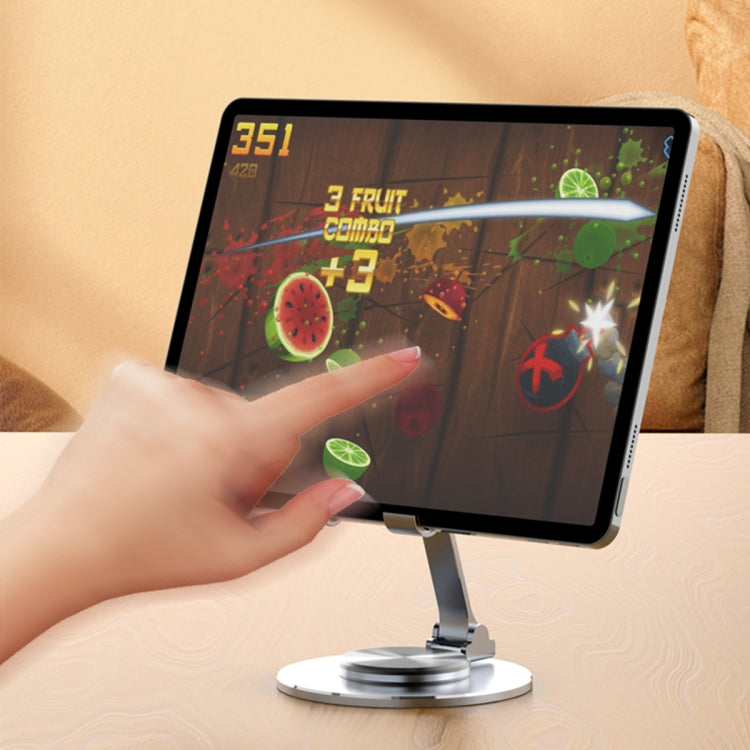 019 360 Degree Rotation Aluminum Alloy Desktop Phone Tablet Holder(Black)