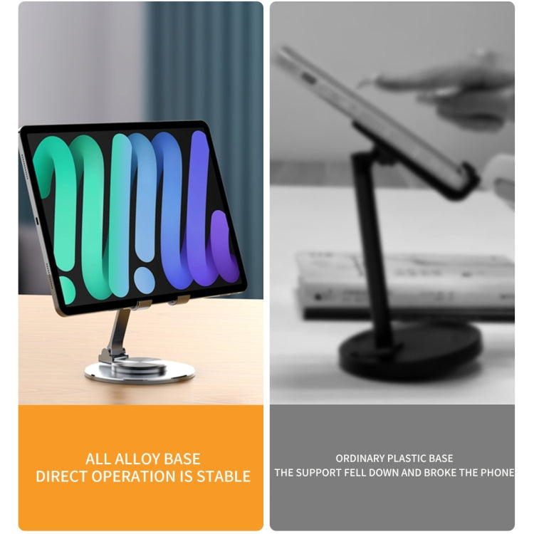 019 360 Degree Rotation Aluminum Alloy Desktop Phone Tablet Holder(Black)