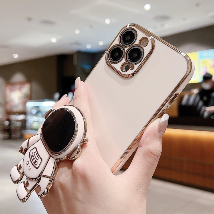 For iPhone 15 Electroplating Astronaut Holder Phone Case(Purple)