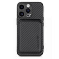 For iPhone 15 Pro Max Carbon Fiber Leather Card Magsafe Phone Case(Black)