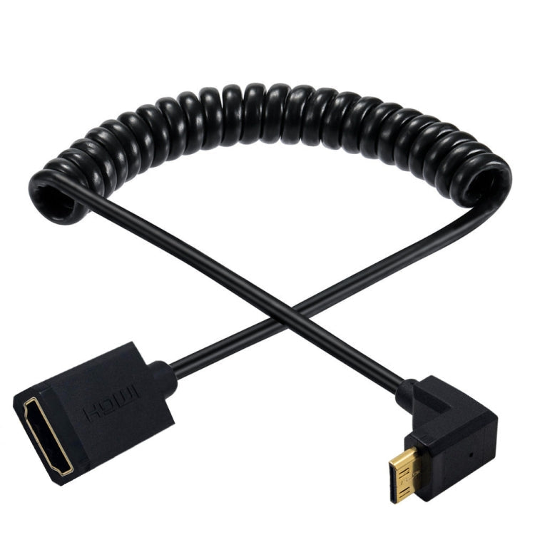 JUNSUNMAY 4K 60Hz Mini HDMI Male to HDMI 2.0V Female Spring Cable, Length:1.8m(Left)