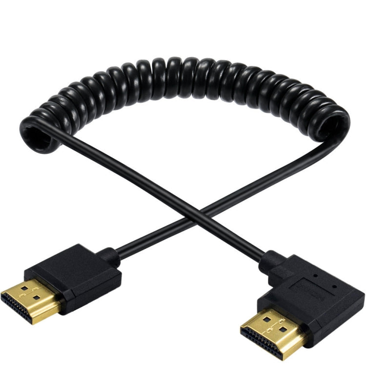 JUNSUNMAY 4K 60Hz HDMI Male to Male HDMI 2.0V Elbow Head Spring Cable, Length:1.2m(Right)
