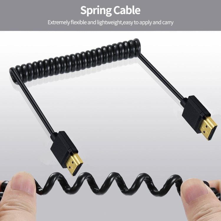JUNSUNMAY 4K 60Hz HDMI Male to Male HDMI 2.0V Elbow Head Spring Cable, Length:1.2m(Right)