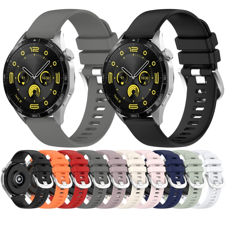 For Huawei Watch GT4 46mm 22mm Liquid Glossy Silver Buckle Silicone Watch Band(Black)