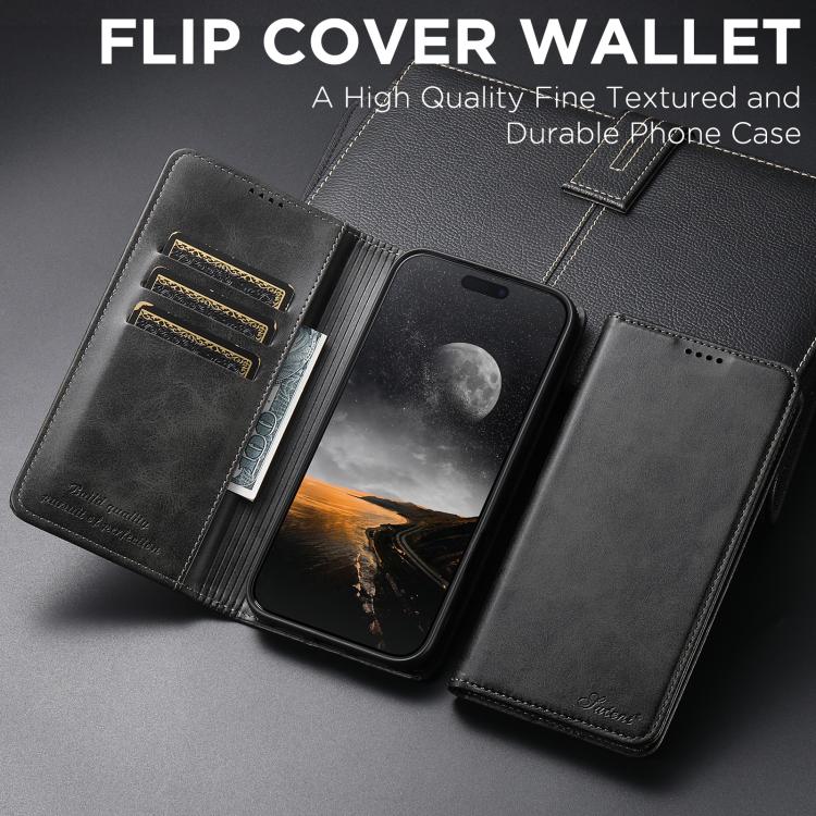 Suteni Calf Texture Horizontal Flip Leather Phone Case, For iPhone Air, For iPhone 16 Pro Max, For iPhone 16 Pro, For iPhone 16 Plus, For iPhone 16, For iPhone 15 Pro Max