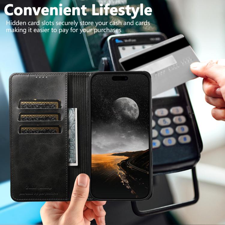 Suteni Calf Texture Horizontal Flip Leather Phone Case, For iPhone 18, For iPhone 18 Pro, For iPhone 18 Pro Max, For iPhone 17 Pro Max, For iPhone 17 Pro, For iPhone 17