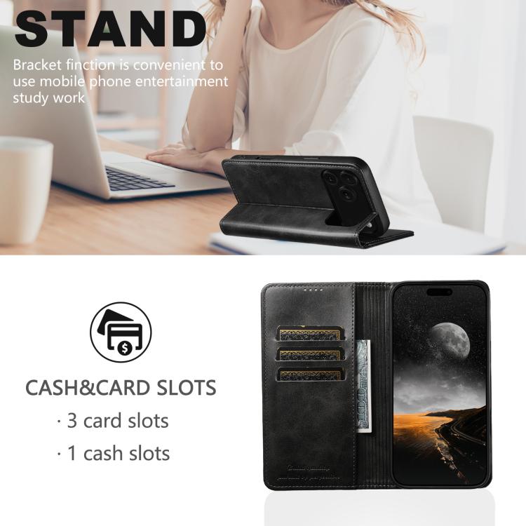 Suteni Calf Texture Horizontal Flip Leather Phone Case, For iPhone 18, For iPhone 18 Pro, For iPhone 18 Pro Max, For iPhone 17 Pro Max, For iPhone 17 Pro, For iPhone 17