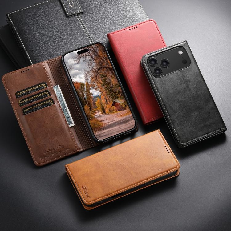 Suteni Calf Texture Horizontal Flip Leather Phone Case, For iPhone Air, For iPhone 16 Pro Max, For iPhone 16 Pro, For iPhone 16 Plus, For iPhone 16, For iPhone 15 Pro Max