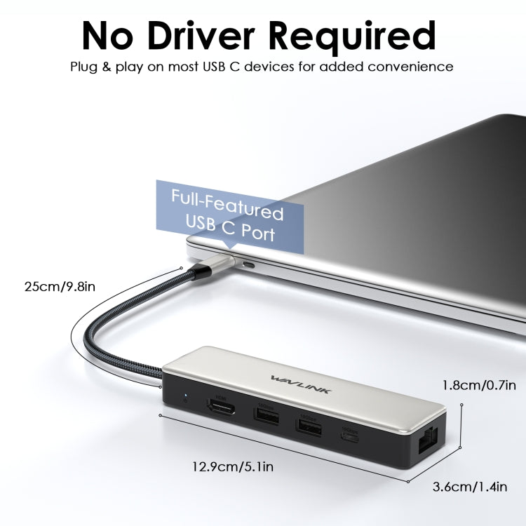 WAVLINK WL-UHP3414 100W Power 10Gbps 4K HDMI USB-C Dock HUB 3xUSB3.2 Gen 2 + 2.5G Ethernet Port