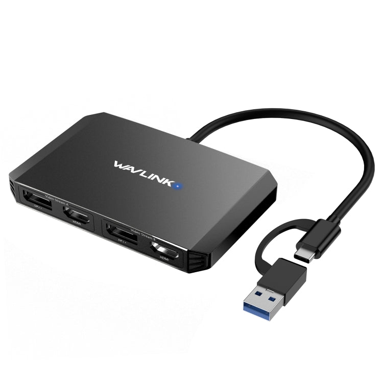 WAVLINK WL-UG69DH2 Dual Monitor USB+Type-C to Dual 4K HD DisplayPort Adapter Splitter, WL-UG69DH2