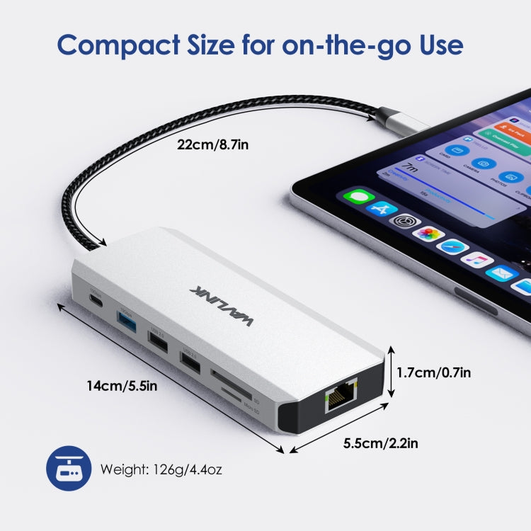 WAVLINK UMD306 12 in 1 Dual 8K Triple Monitor Multiport Adapter, UMD306