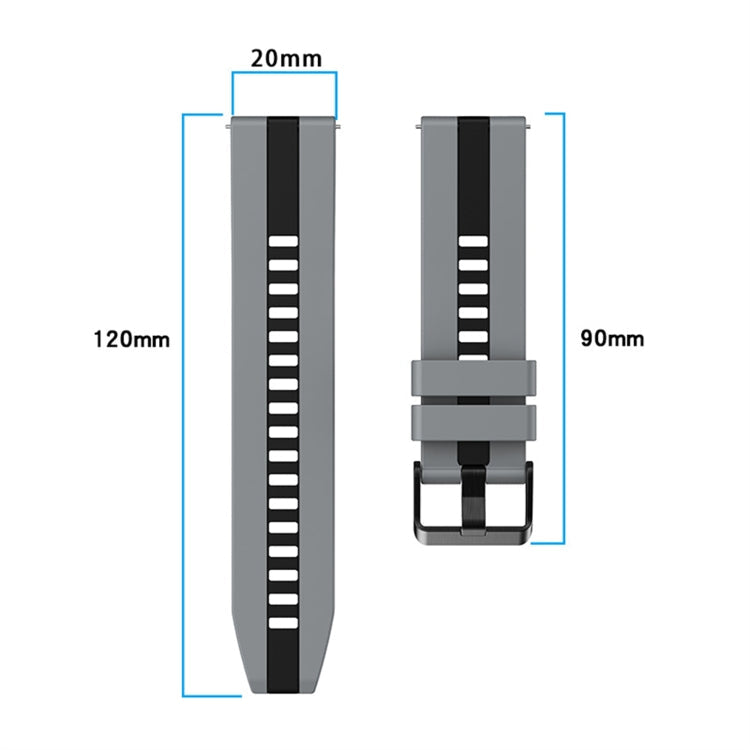 20mm Two-Color Sports Silicone Watch Band, For Amazfit Pop