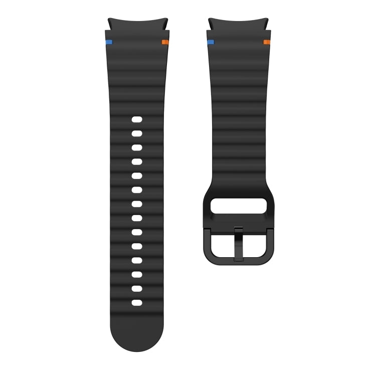 For Samsung Galaxy Watch 7 40 / 44mm Wave Pattern Stitched Silicone Watch Band(Black)