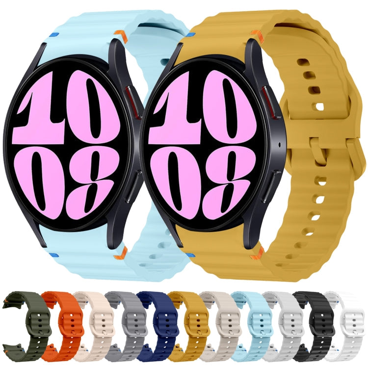 For Samsung Galaxy Watch 7 40 / 44mm Wave Pattern Stitched Silicone Watch Band(Black)