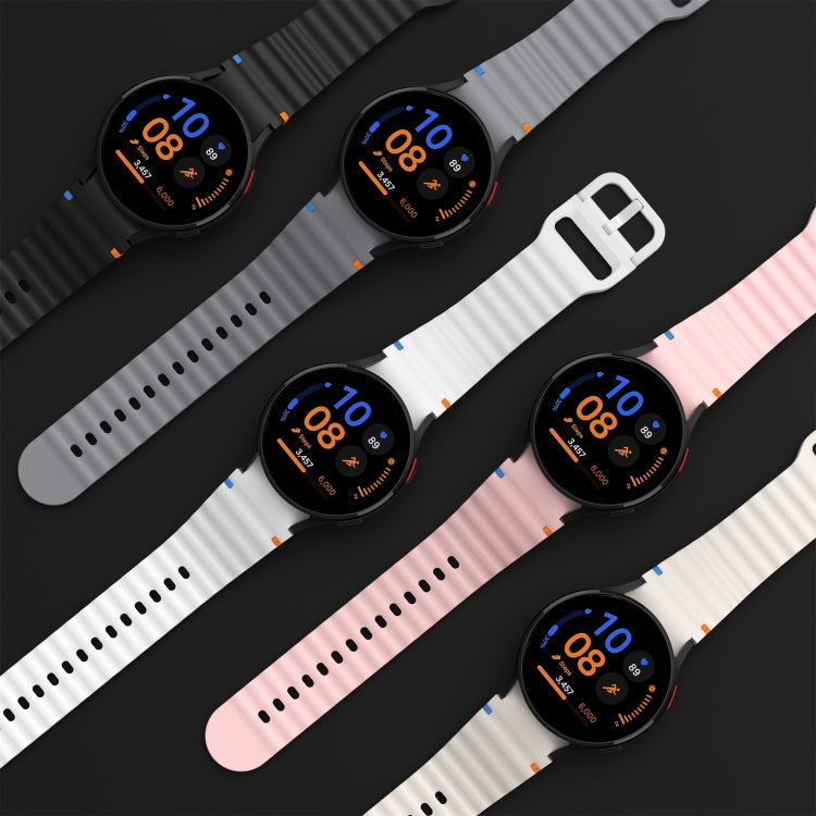 For Samsung Galaxy Watch 7 40 / 44mm Wave Pattern Stitched Silicone Watch Band(Black)