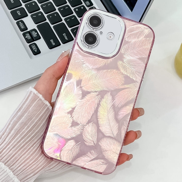 Plating Glitter Texture TPU Phone Case with Lens Film, For iPhone 16 Plus