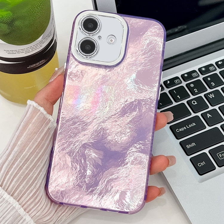 Plating Glitter Texture TPU Phone Case with Lens Film, For iPhone 16 Plus