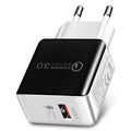 1USB QC 3.0 Wire Drawing Quick Charger EU Plug, QC 3.0 Black, QC 3.0 White