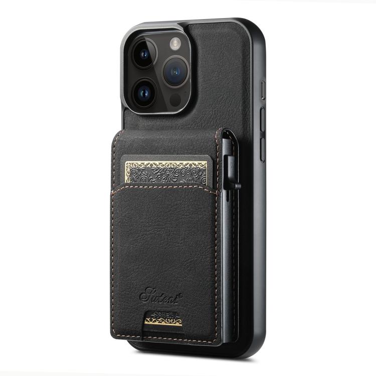 Suteni H19 Litchi Grain 2-in-1 MagSafe Removable Card Box Back Phone Case, For iPhone 12 Pro, For iPhone 17e / 16e