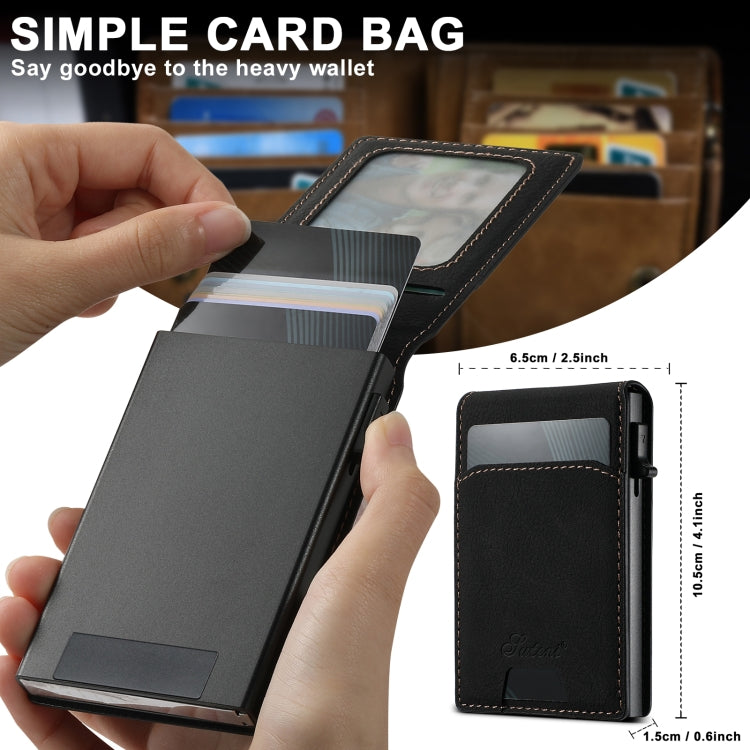 Suteni H19 Litchi Grain 2-in-1 MagSafe Removable Card Box Back Phone Case, For iPhone 12 Pro, For iPhone 17e / 16e