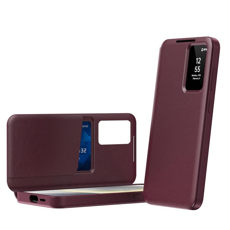 Smart View Window Leather Phone Case with Card Slot, For Samsung Galaxy Z Fold3 5G