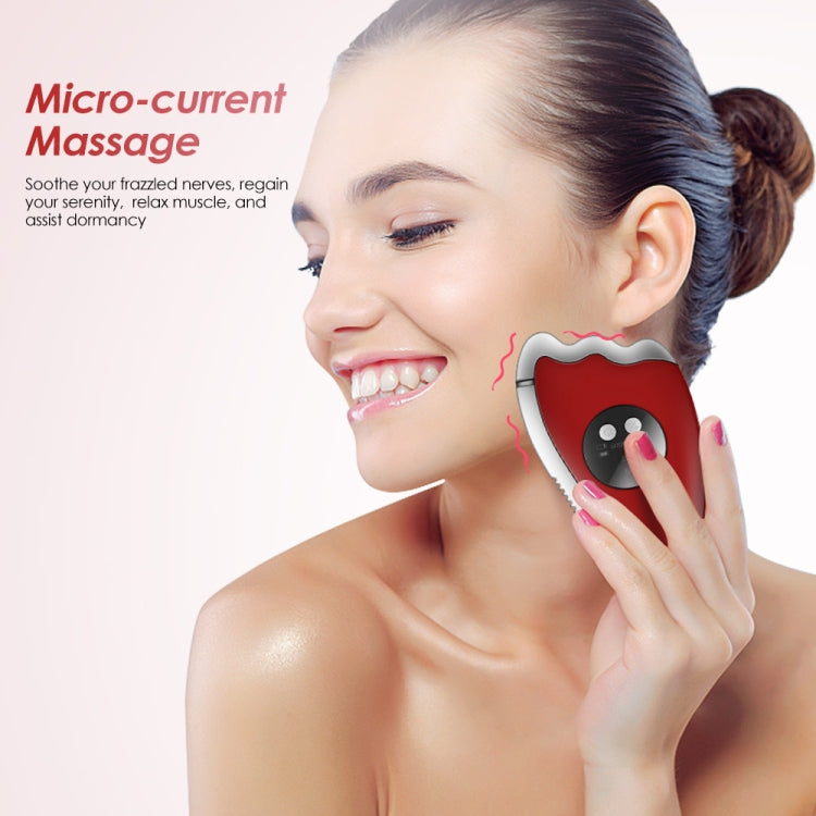K-SKIN KD817 Facial Scratch Pad Dredge Meridian Soothing Fatigue Scraping Plate Electric Massager Soothing Stress USB Charging(Red)