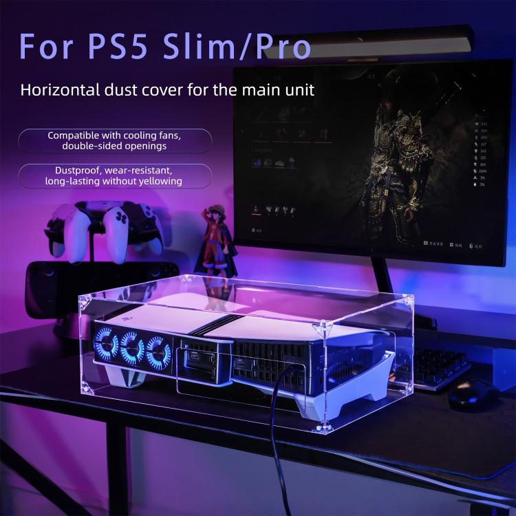 Acrylic Horizontal Mounting Transparent Dust Cover for PS5 Pro / PS5 Slim, For Sony PS5 Pro / PS5 Slim