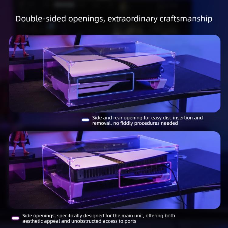 Acrylic Horizontal Mounting Transparent Dust Cover for PS5 Pro / PS5 Slim, For Sony PS5 Pro / PS5 Slim