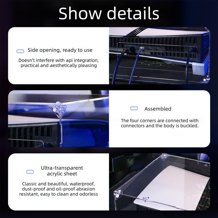 Acrylic Horizontal Mounting Transparent Dust Cover for PS5 Pro / PS5 Slim, For Sony PS5 Pro / PS5 Slim