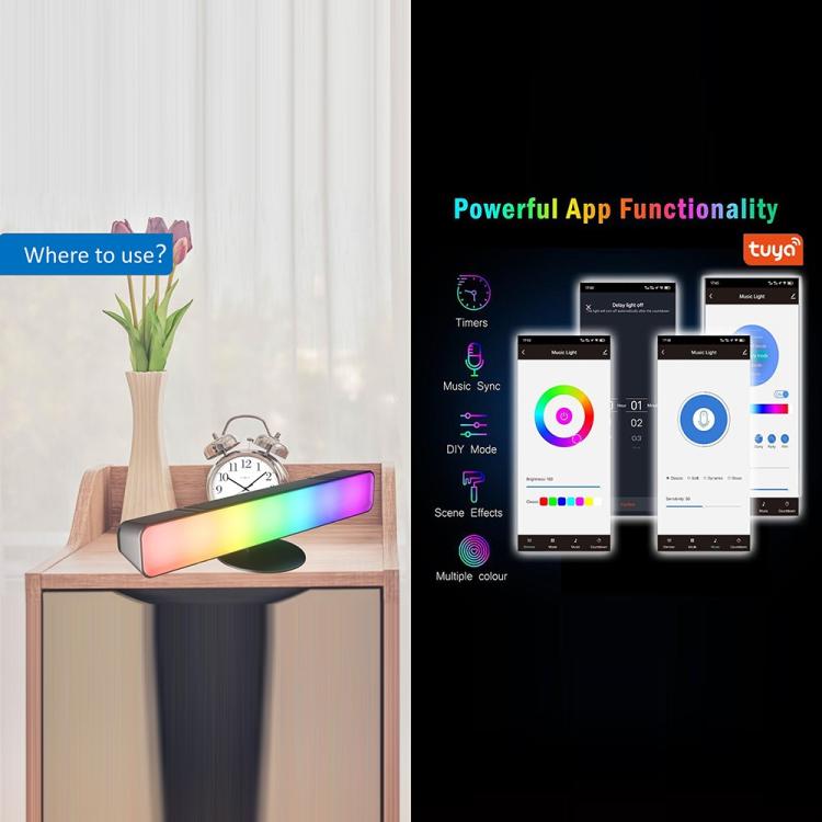 D04 2pcs Bluetooth Version Sound Pickup RGB Desktop Ambient Light Smart Gaming Light Bar