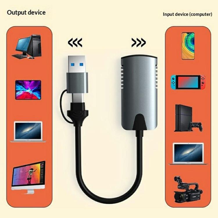 HU-04A 1080P 60Hz HDMI to Type-C / USB 2 in 1 Video Capture Card, HU-04A
