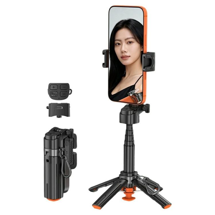 T13Y Auto Open Zinc Alloy Phone Handle Holder Bluetooth Selfie Stick Extendable Tripod